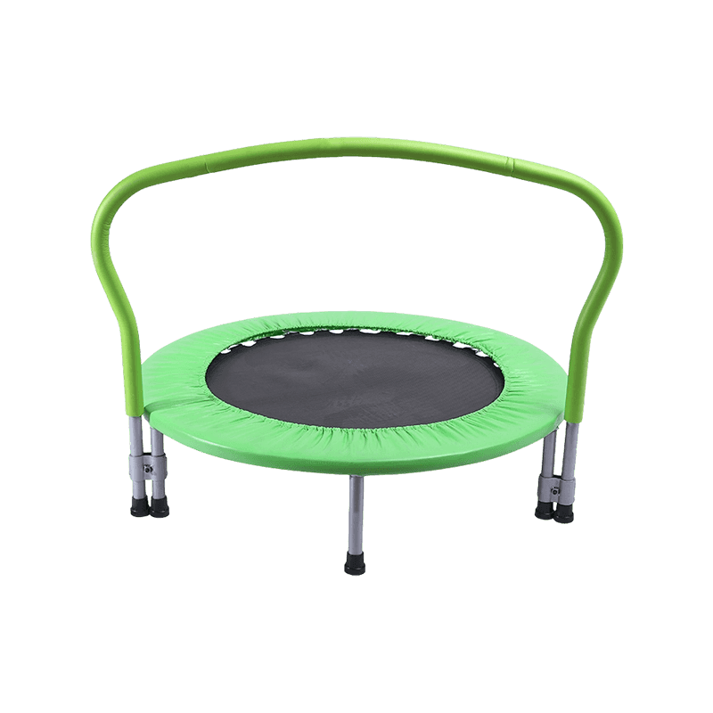 Trampolín reboteador redondo mini con mango curvo verde FT para niños pequeños y niños, capacidad de peso máximo de 220 libras