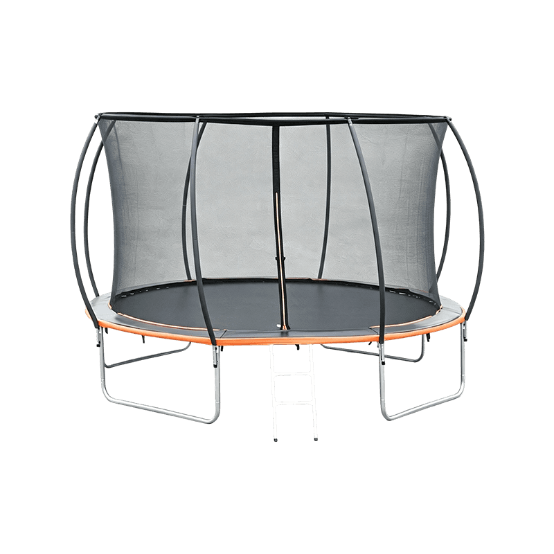 Trampolín redondo con poste de arco curvo Trampolín de salto familiar al aire libre de 12 pies con red de cierre de seguridad curva