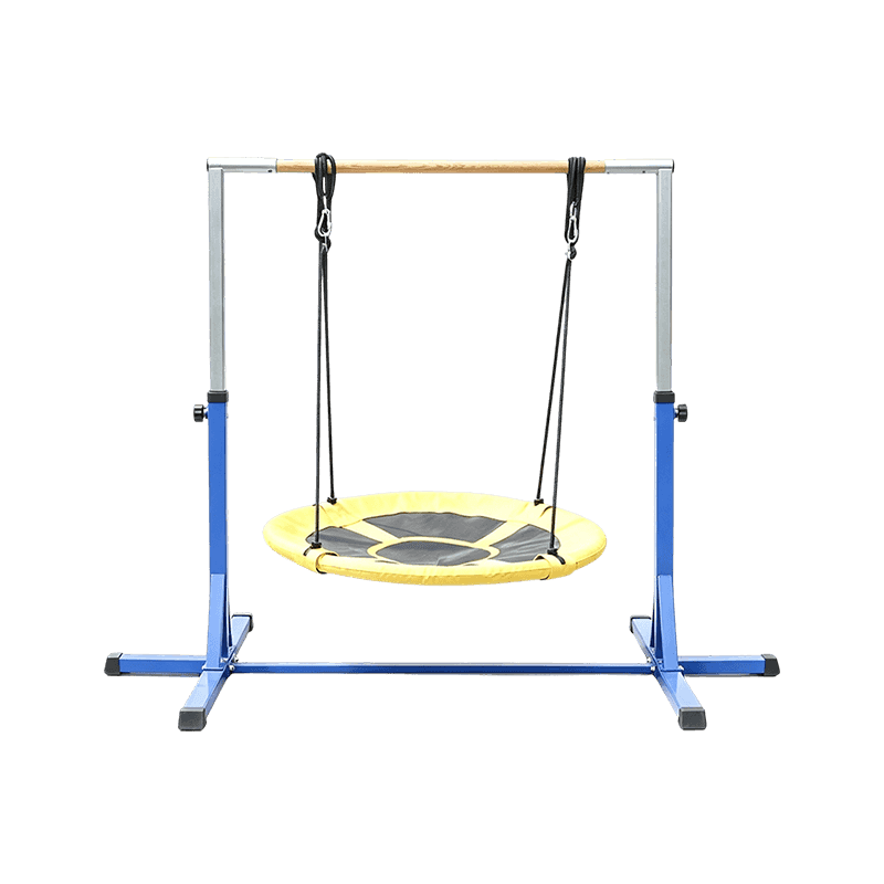 Columpio de plataforma redonda ajustable amarillo para patio trasero para niños de 3 a 6 años