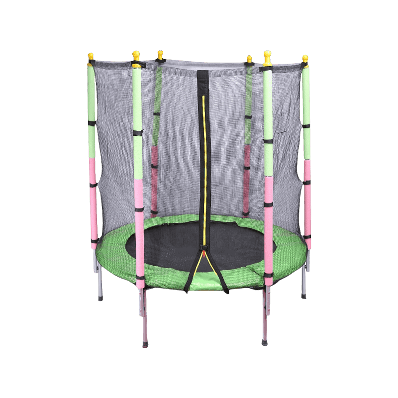 Trampolín redondo cerrado para niños de 55 pulgadas, cubierta de resorte acolchada para interiores y exteriores