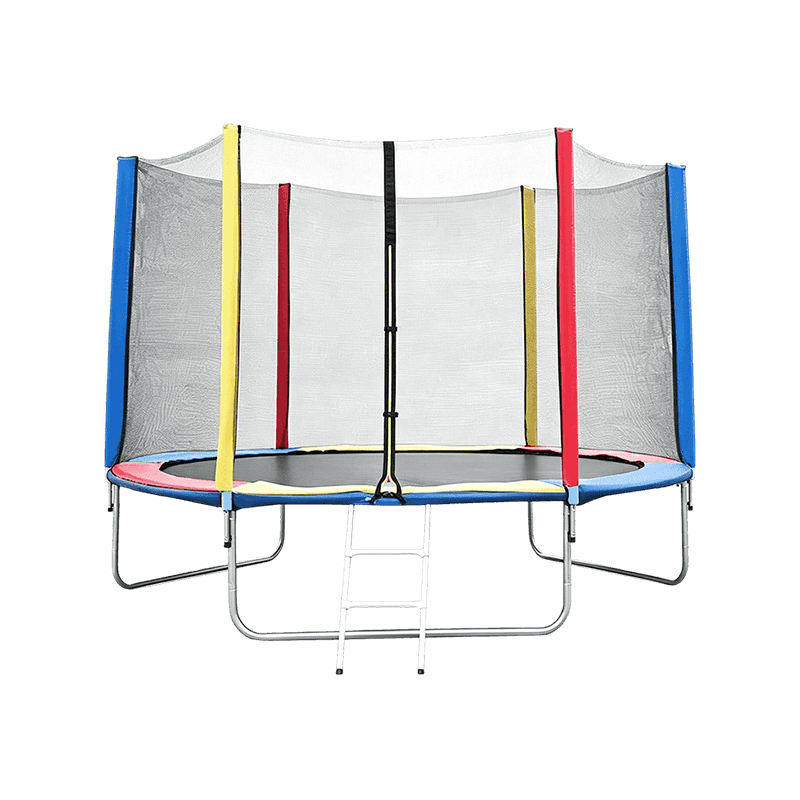 Postes envueltos en espuma de colores Trampolín para exteriores de acero galvanizado de 8 pies con red de seguridad para patios traseros pequeños