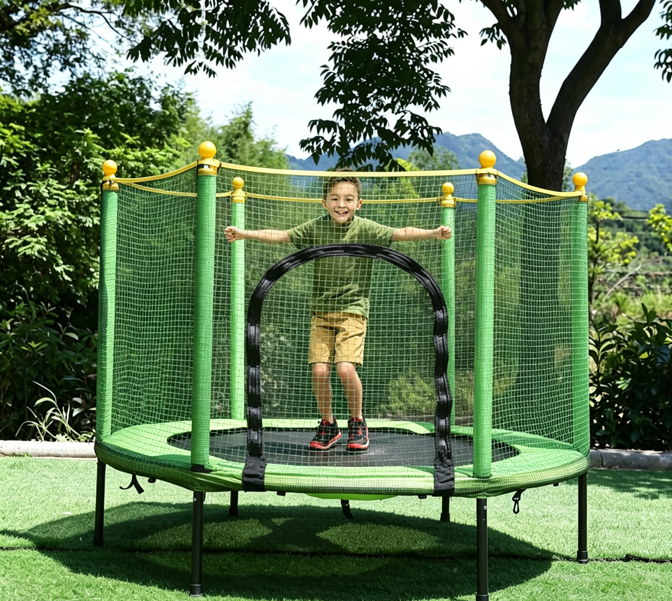 Trampolín infantil con recinto